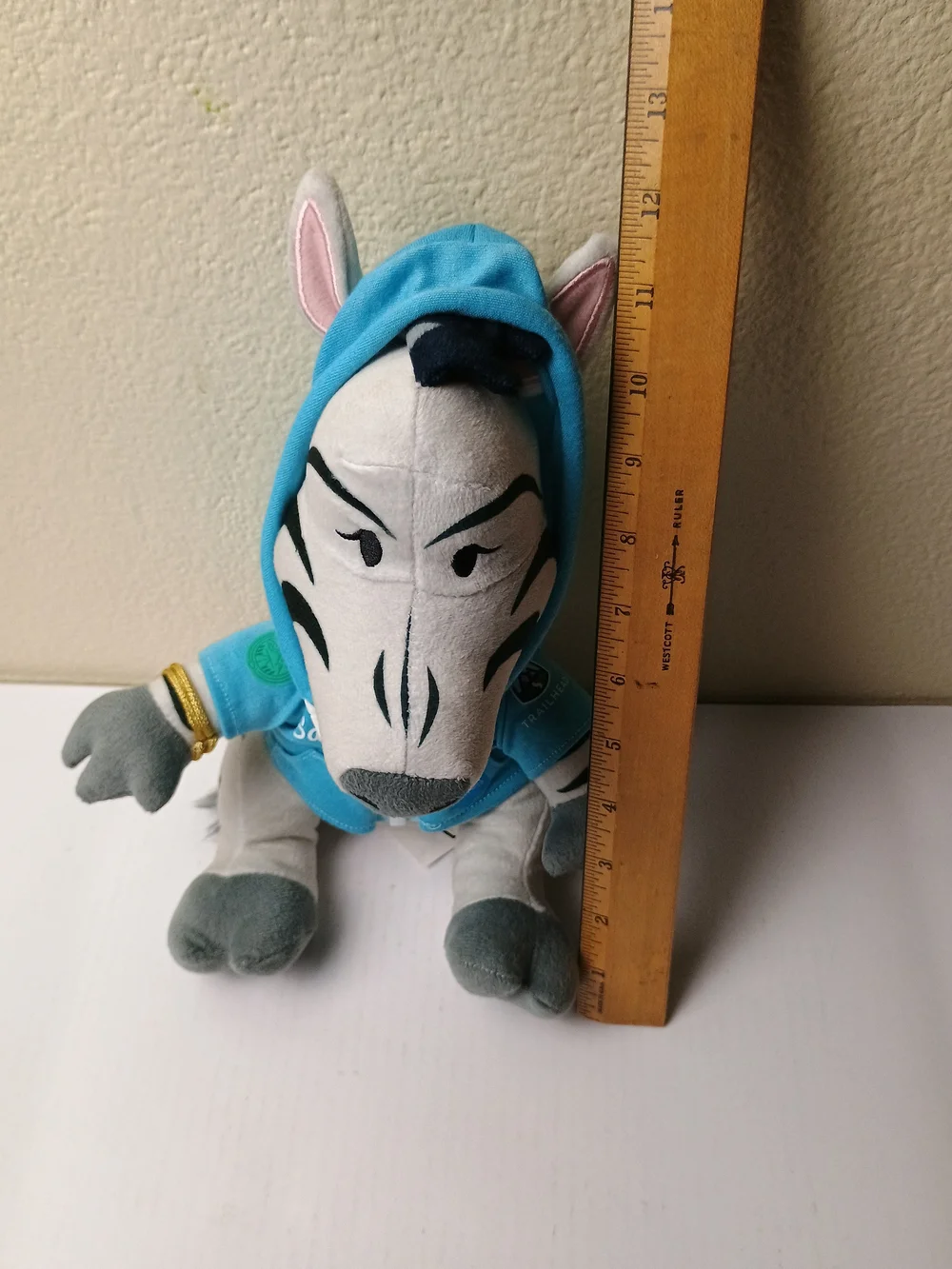 Blue Zig The Zebra Plush Hoodie Stuffed Animal - Kids Toy